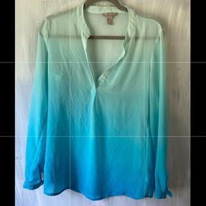 Banana Republic Sheer Blue Green Tunic Size S